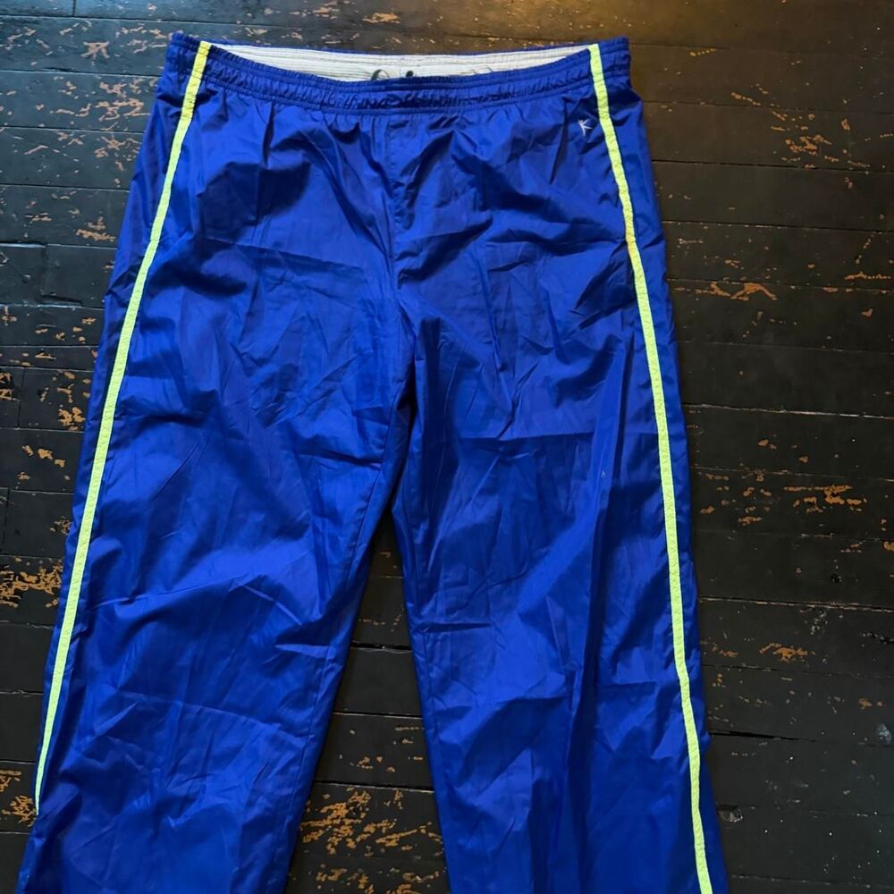 Danskin blue track pants with green stripes